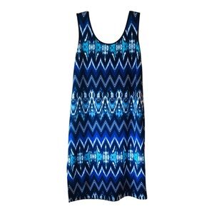 iNG+ Blue Zigzag Midi Chevron Sleeveless Dress size 3X